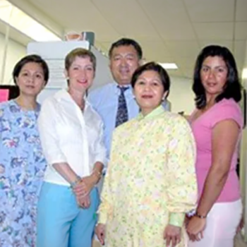 People smiling in dental office
